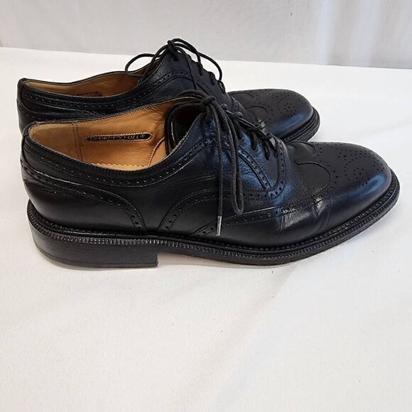 George\'s Coll Size 7.5 Mens Handmade SPAIN Black Leather Wingtip Oxfords K main image 4